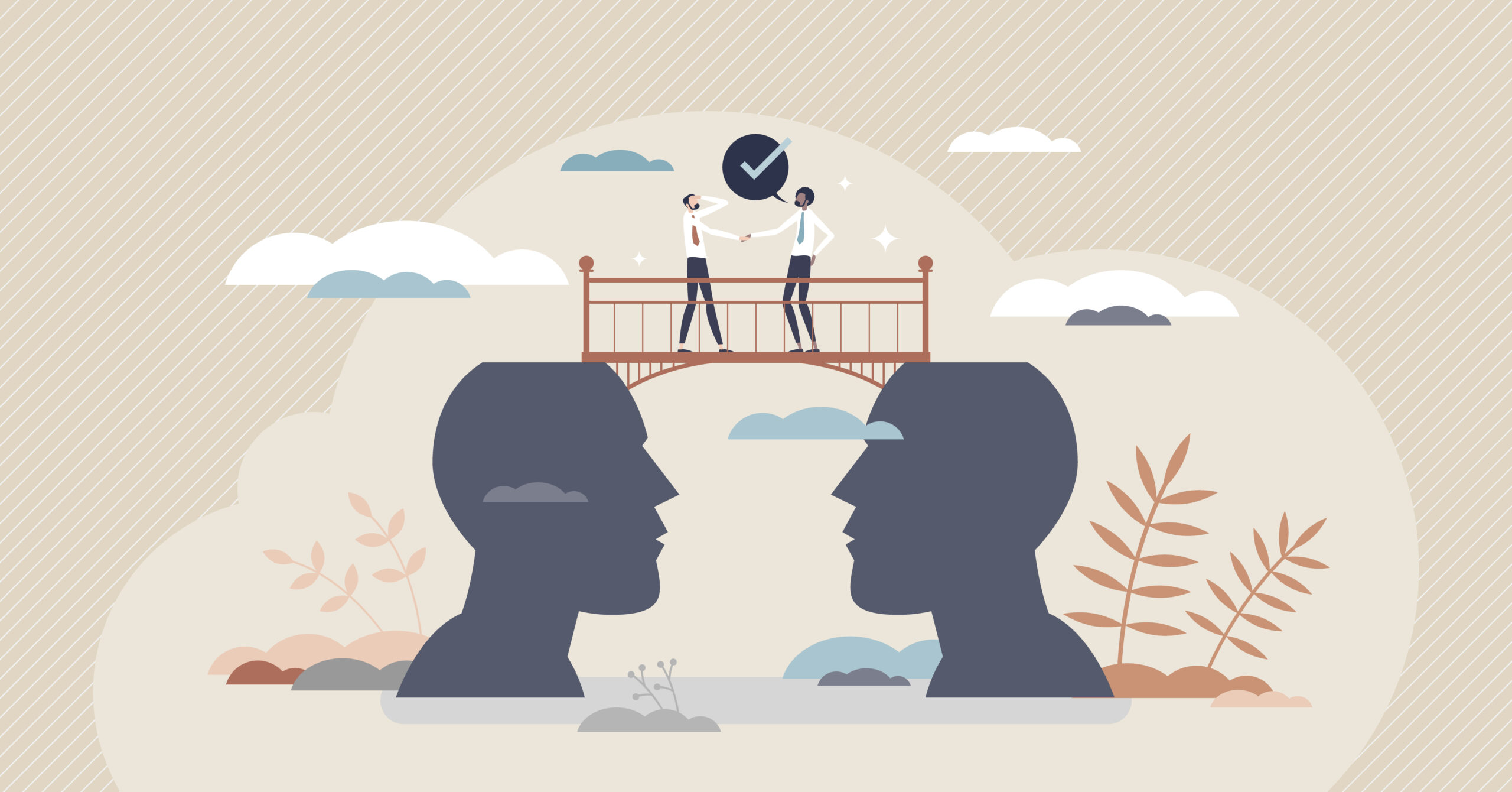 Bridging the gap with successful partner communication tiny person concept